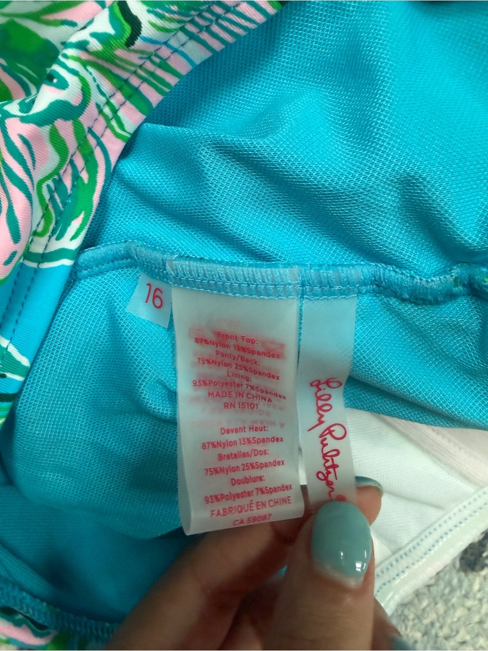 NWOT Lilly Pulitzer Turquoise Floral Ruched One-Piece Swimsuit - Picture 4 of 4